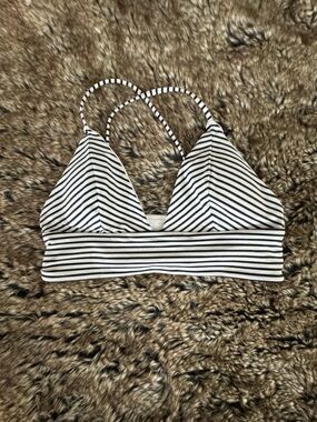 H&M Black and White Striped Bikini Top